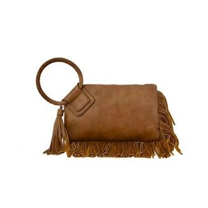 SOLD - Fringed Brown Wristlet Handbag